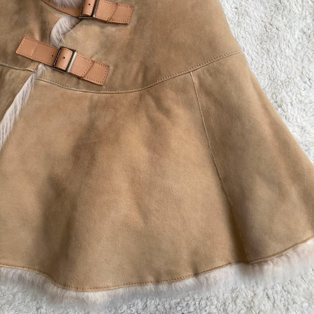 【美品】クレージュ　ケープコート　羊革　ムートン　毛皮　ファー　サイズ38