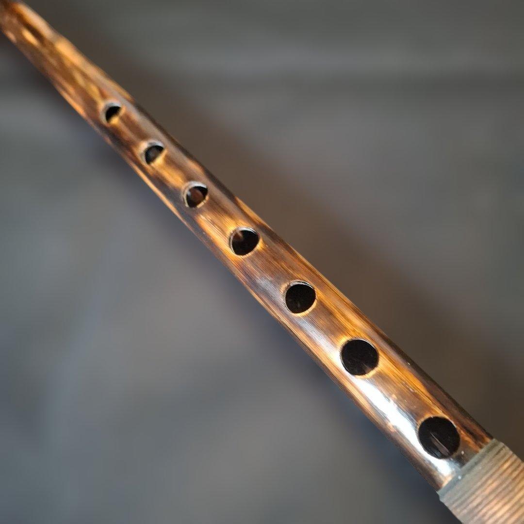 篠笛　古典調　7本調子　7穴　天地藤巻き　燻風仕上げ