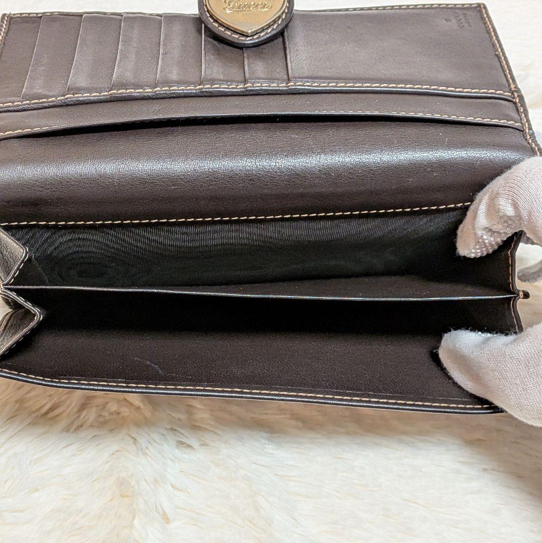 美品✨️グッチ 長財布 ラブリーハート GGキャンバス 濃茶 人気定番