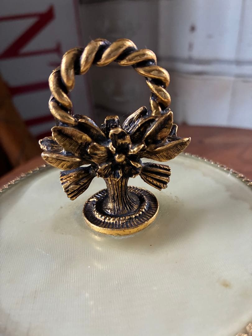 フランス　アンティーク　オルモル　ガラス　ジュエリー　ボックス　真鍮　美品　レア