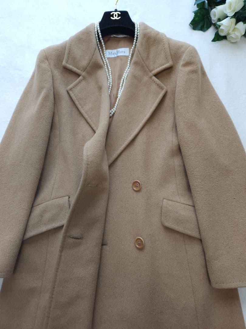 MaxMara 最高級ロングチェスターコート　47万 キャメル100%*若干訳有