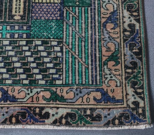 トルコ ヴィンテージラグ A1 レア イエロー グリーン ネイビー ピンク