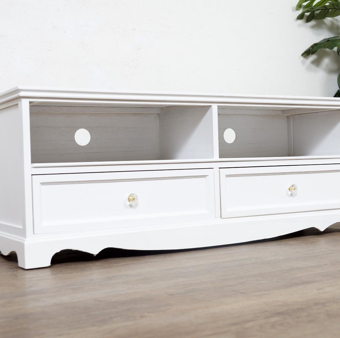 完成品　テレビボード　テレビ台　クリスタル風取っ手 ワイド110cm