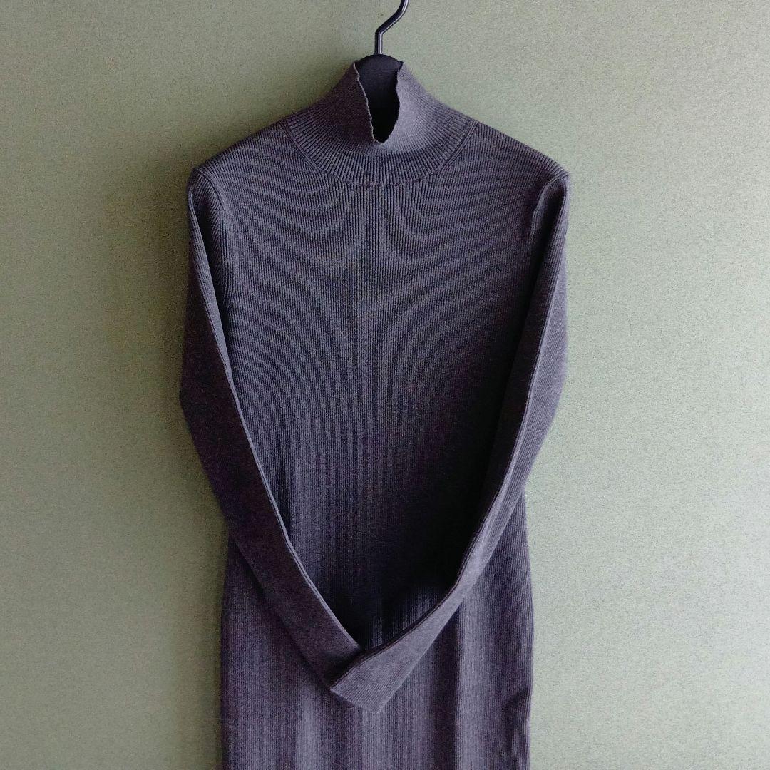 【NOBLE】 完売品 RY/PLリブハイネックロングワンピース サイズ38