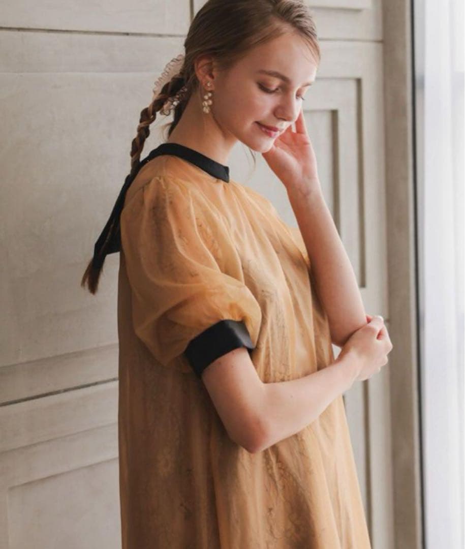 10★新品タグ付き★ドリードール　Aラインシアードレス　オレンジM/SHORT