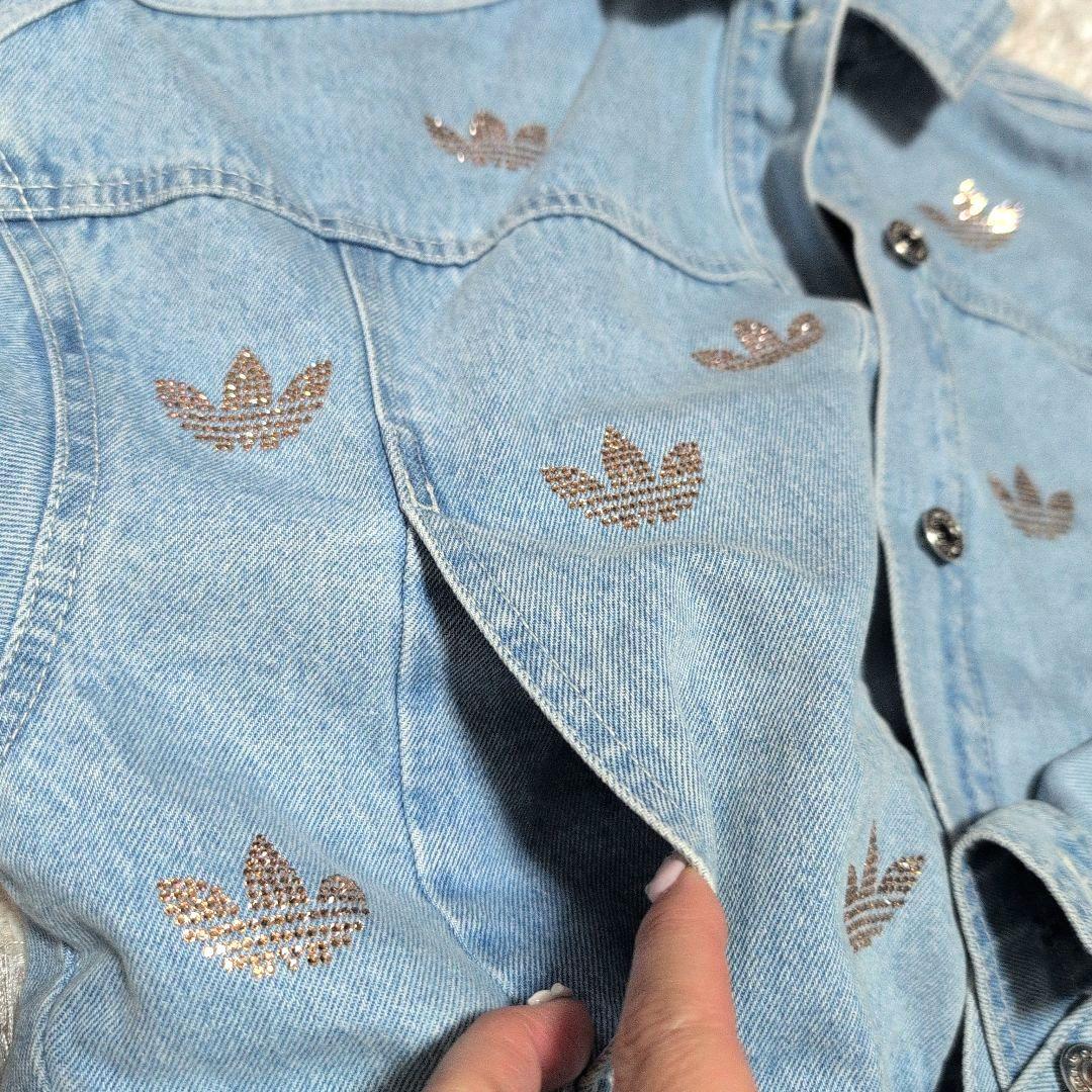 希少 adidasoriginalsデニム ラインストーン ジャケット Gジャン