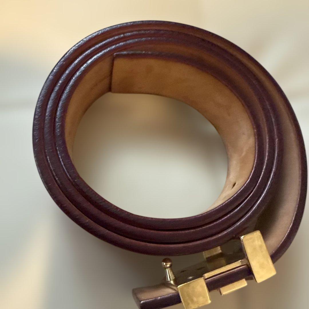 ユニセックス　Louis Vuitton ブラウンレザーベルト　ヌメ革