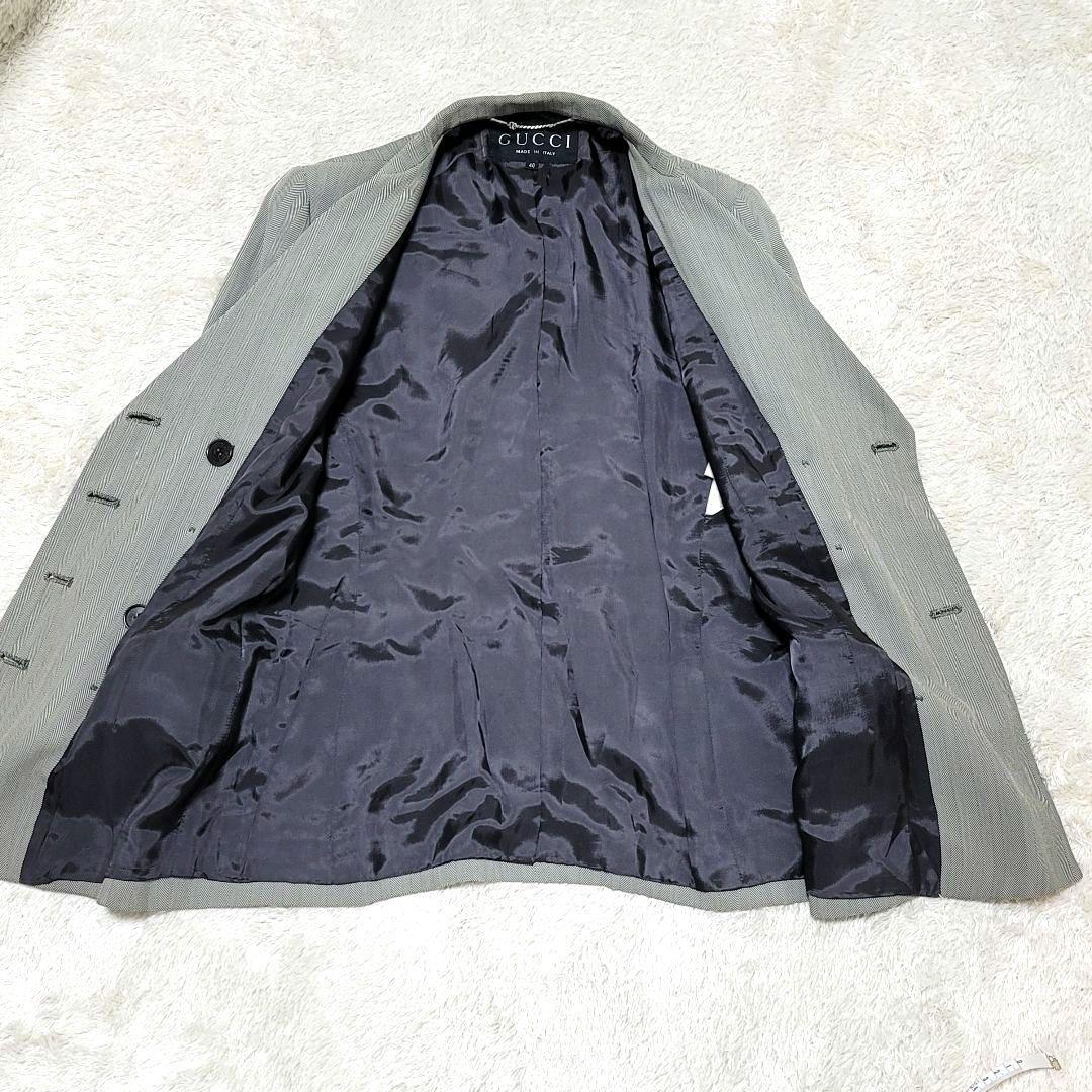 GUCCI ジャケット テーラードジャケット グレー ストライプ 40
