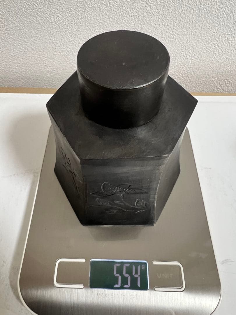 時代物 唐物 在銘 点銅 錫 茶心壺 茶入一対 煎茶道具 旧家蔵出