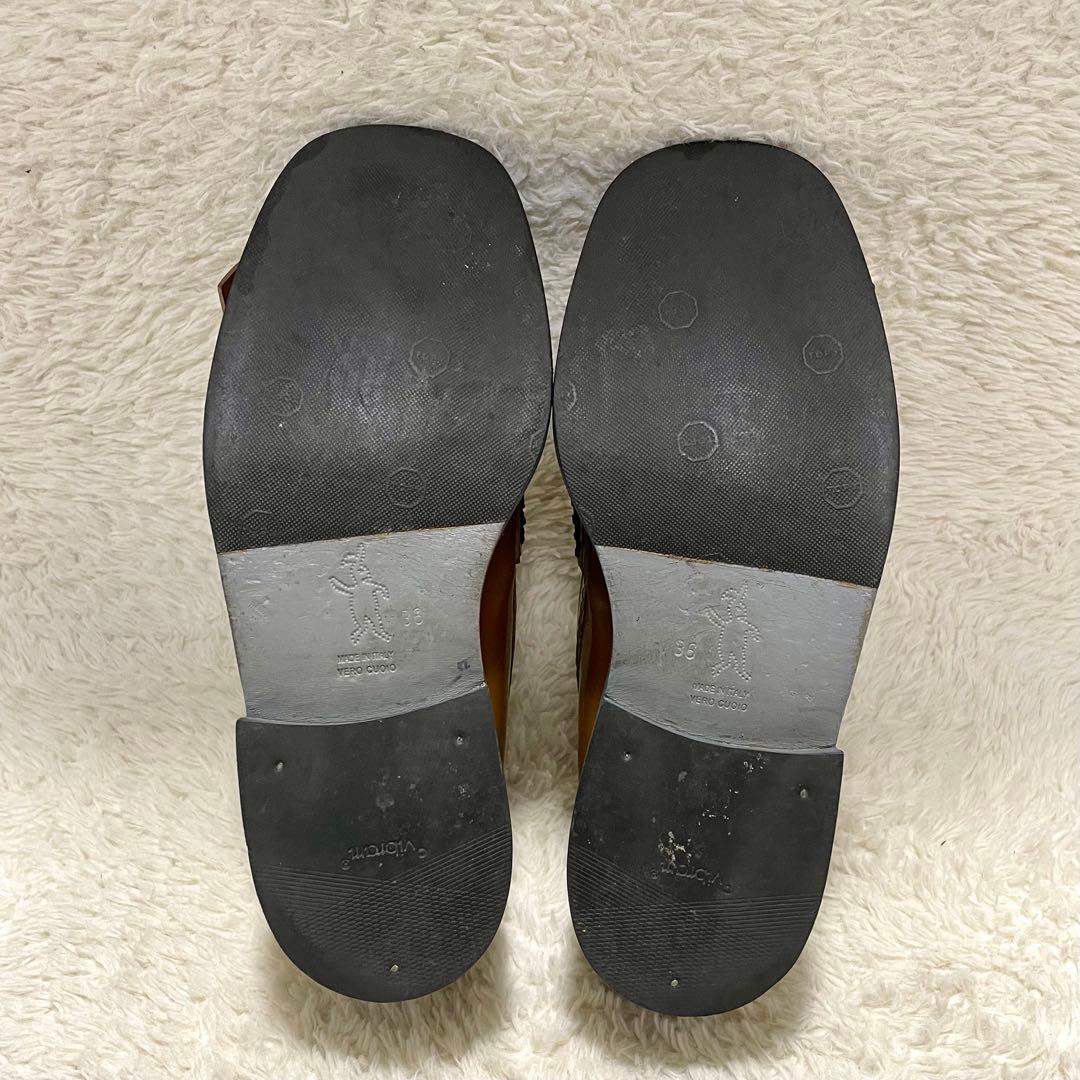 MARNI マルニ フリンジ キルト レザー 厚底ローファー キャメル 36