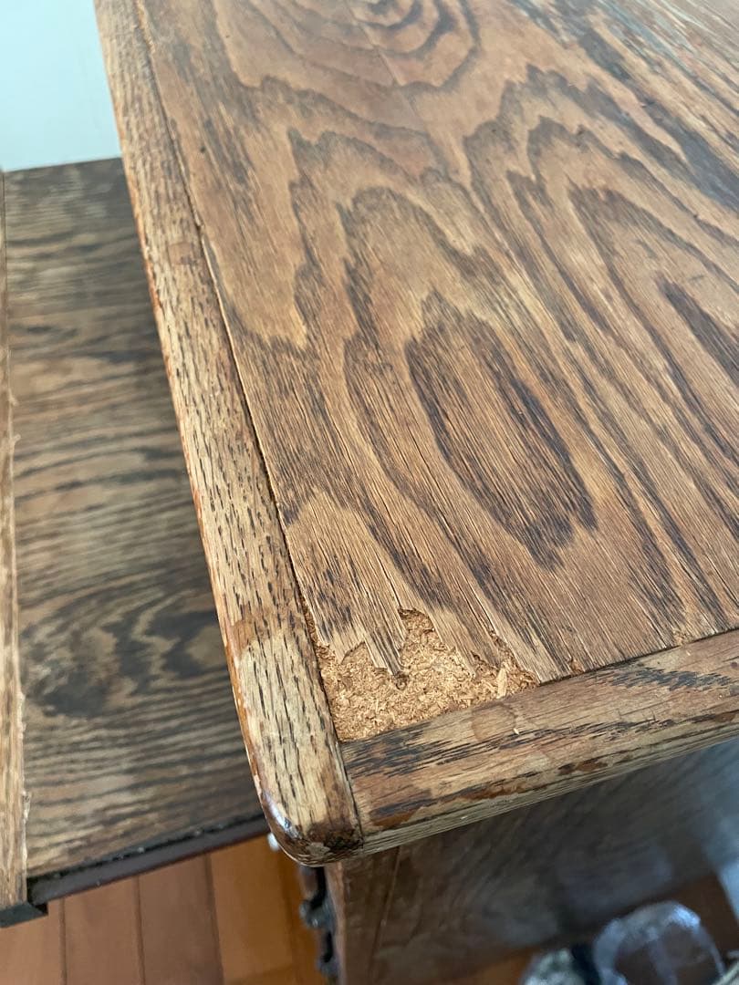 木製クラシックキャビネット 引き出し付き ステンドグラス