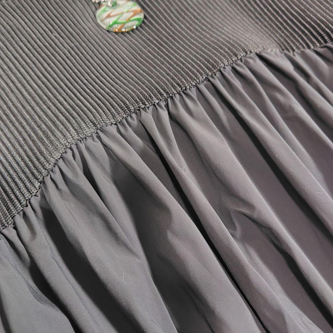 スペッチオ◎ロングワンピース プリーツ 長袖 ボートネック 体型カバー お洒落黒