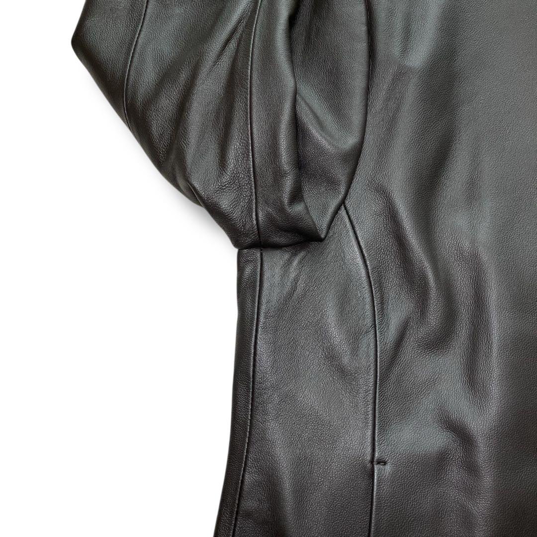 【極美品】好配色◎グレーレザー/羊革「ユナイテッドアローズ」ノーカラーライダース