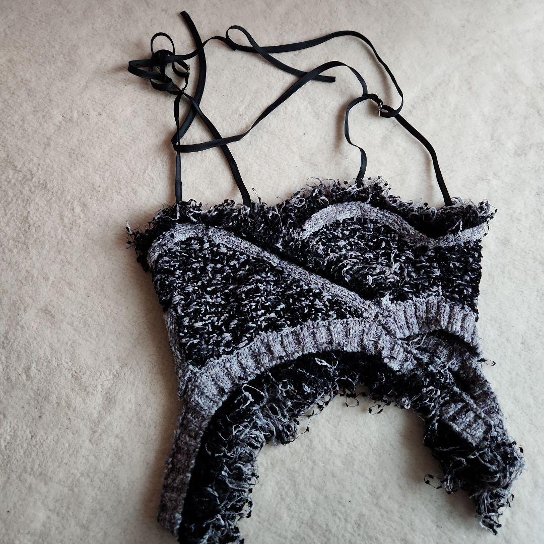 LA BELLE ETUDE ラベルエチュード　ミックスツイードニットビスチェ黒