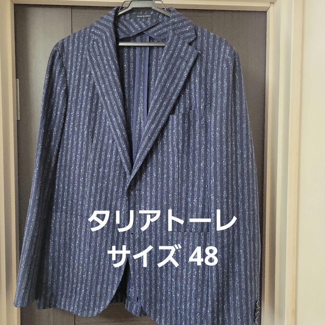 TAGLIATORE MONTECARLO リネン ネイビー ストライプ ネップ