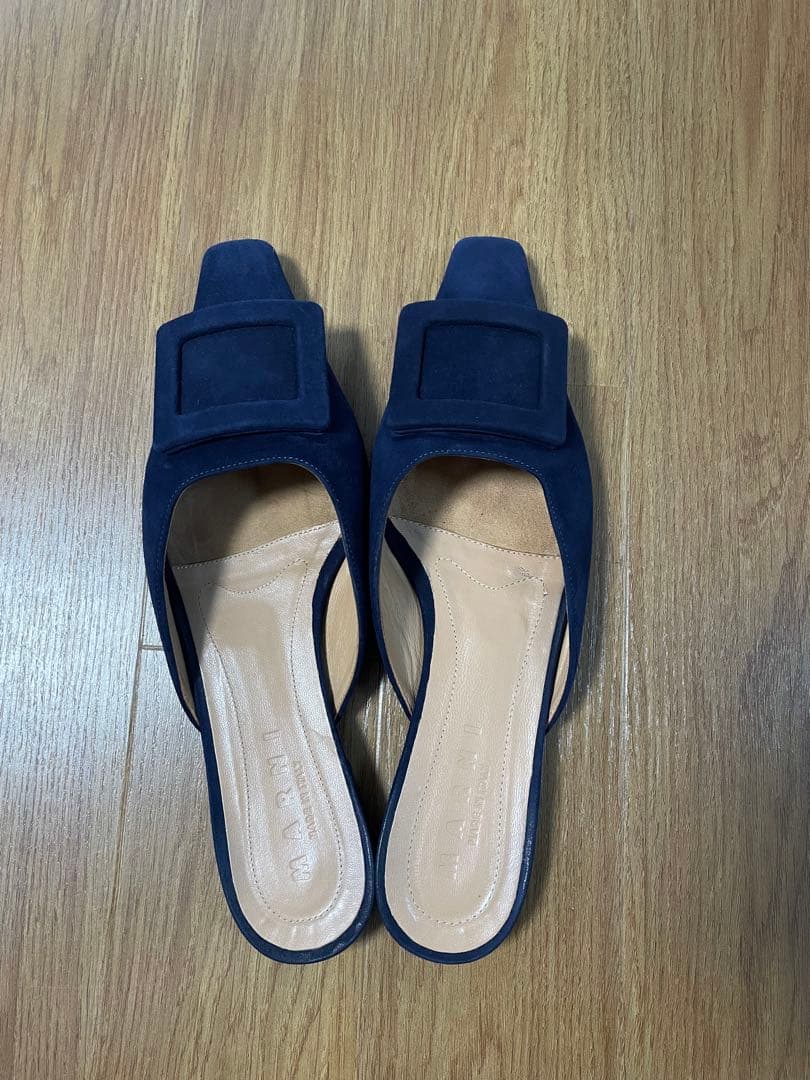 【最終値下げです。美品】MARNI ネイビー　サンダル　ミュール
