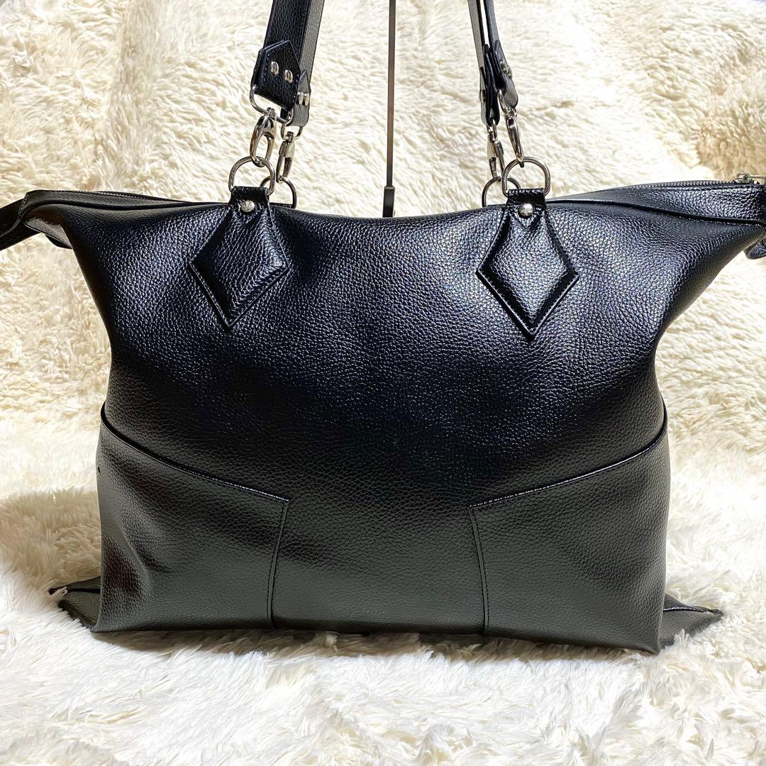 【希少】★ヴィヴィアンウエストウッド★レザーボストンバッグ★特大 黒 本革 変形