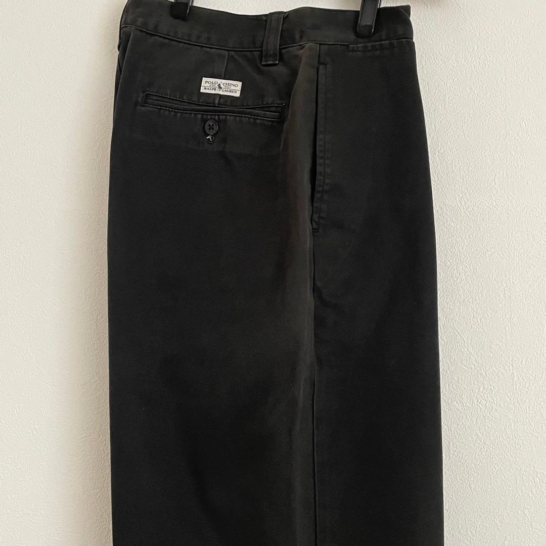 Polo by Ralph Lauren 極太ポロチノ 黒 ワイドパンツ 30