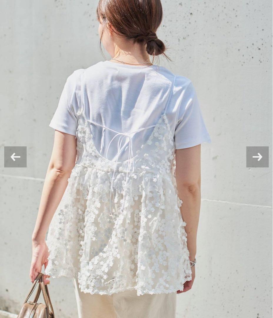 【新品未使用】 IENA イエナ　フラワーエンブロイダリーキャミソール　ホワイト