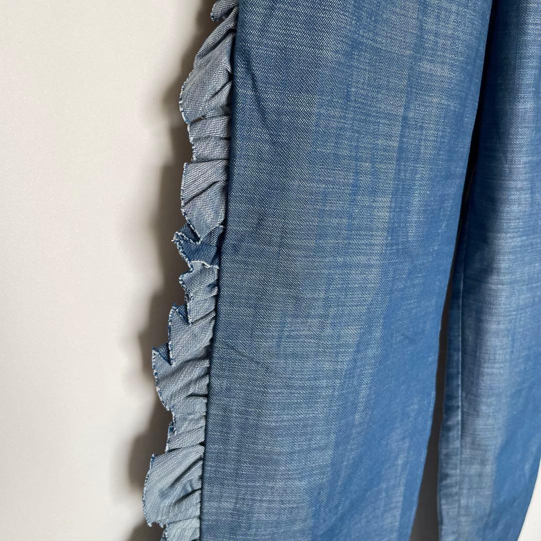 Rhodolirion ロドリリオン　サイドフリル　　シャンブレー パンツ