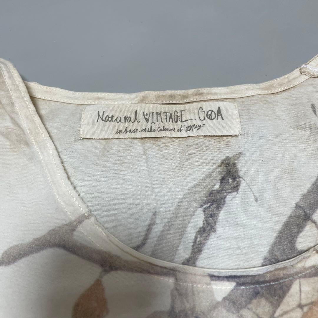 goa ナチュラルヴィンテージ　Tシャツ　半袖フェザー柄