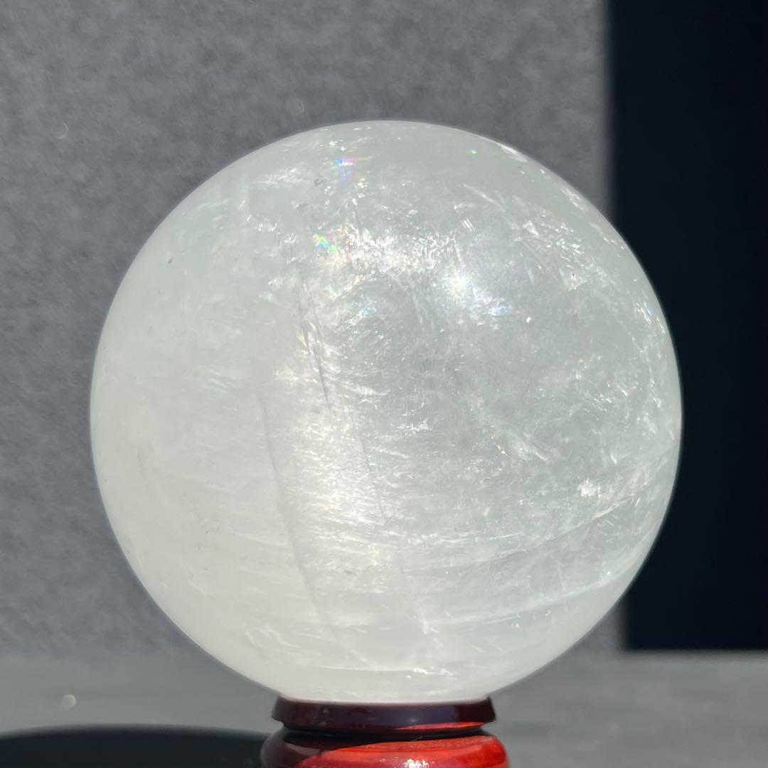 ✳️超美白大宝珠✨美しいレインボー✨極上 ホワイトカルサイト 丸玉 天然石 他1点
