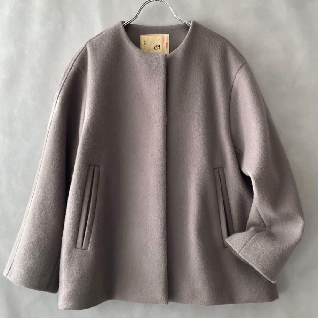 美品✨ナノユニバース　23AW ハミルトンウール　ノーカラーショートコート　S
