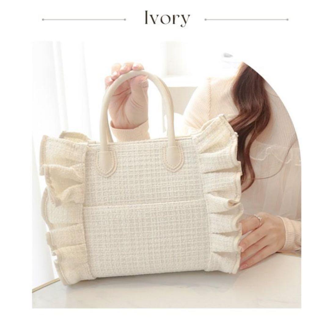 Riridear リリディ 推し活 ツイード 痛バ ぬいバッグ アイボリー 白