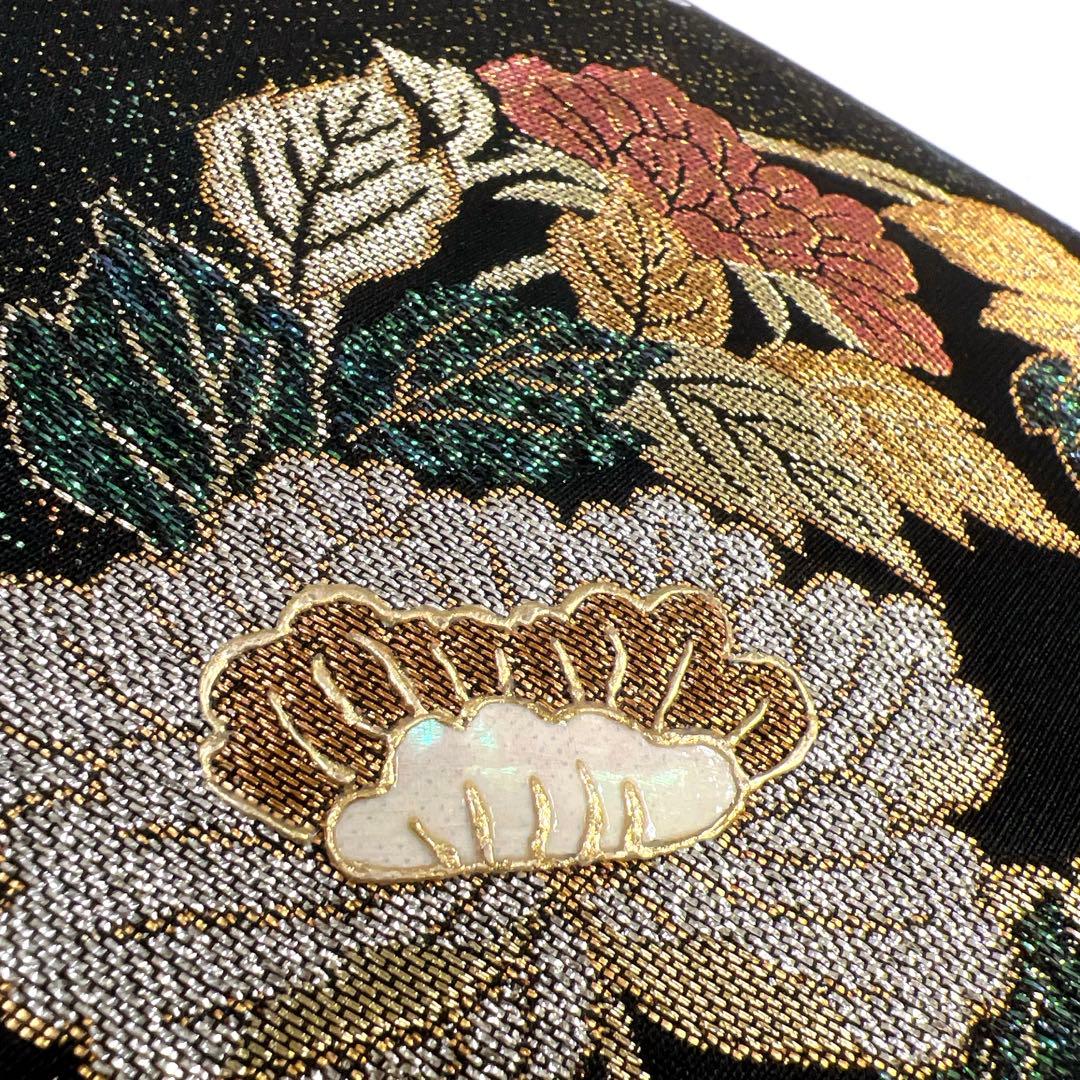 未着用　螺鈿細工　紗綾形　花紋　花模様　袋帯　着物　032a p