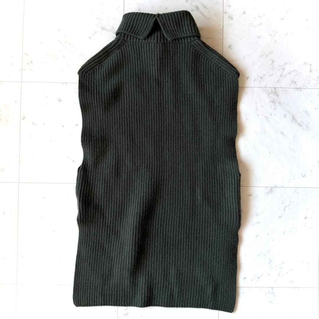 美品 ルフィル LE PHIL シルクカシミヤ混 畦編みニットジレ カーキ