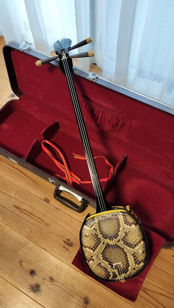 三線 沖縄 真壁型 本革強化張り ビンテージ