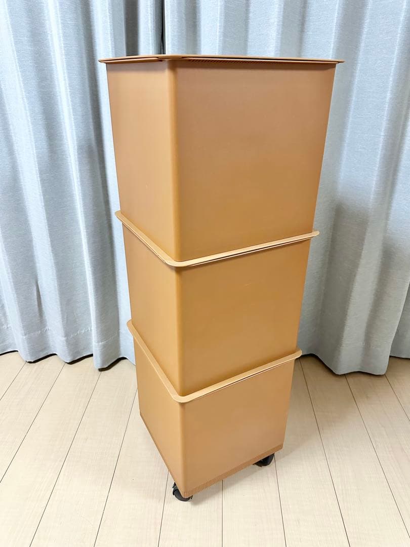 タッパーウエア マルチオーガナイザー 3段 キャスター付き ブラウン