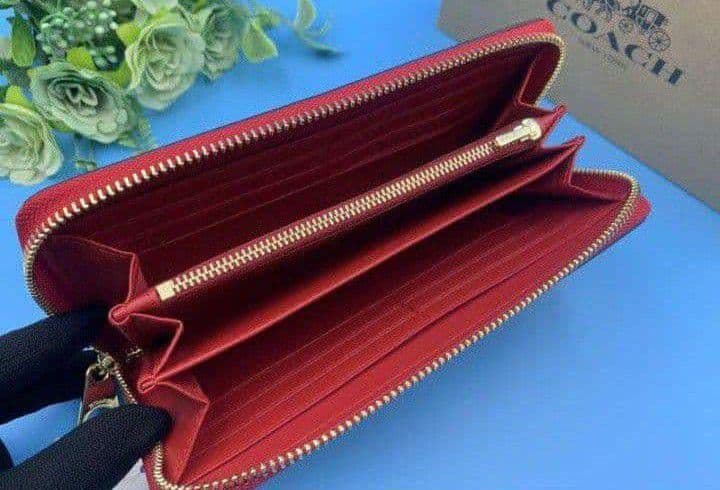 新品未使用コーチ長財布ブラウンレッドシグネチャー レディースメンズ送料無料