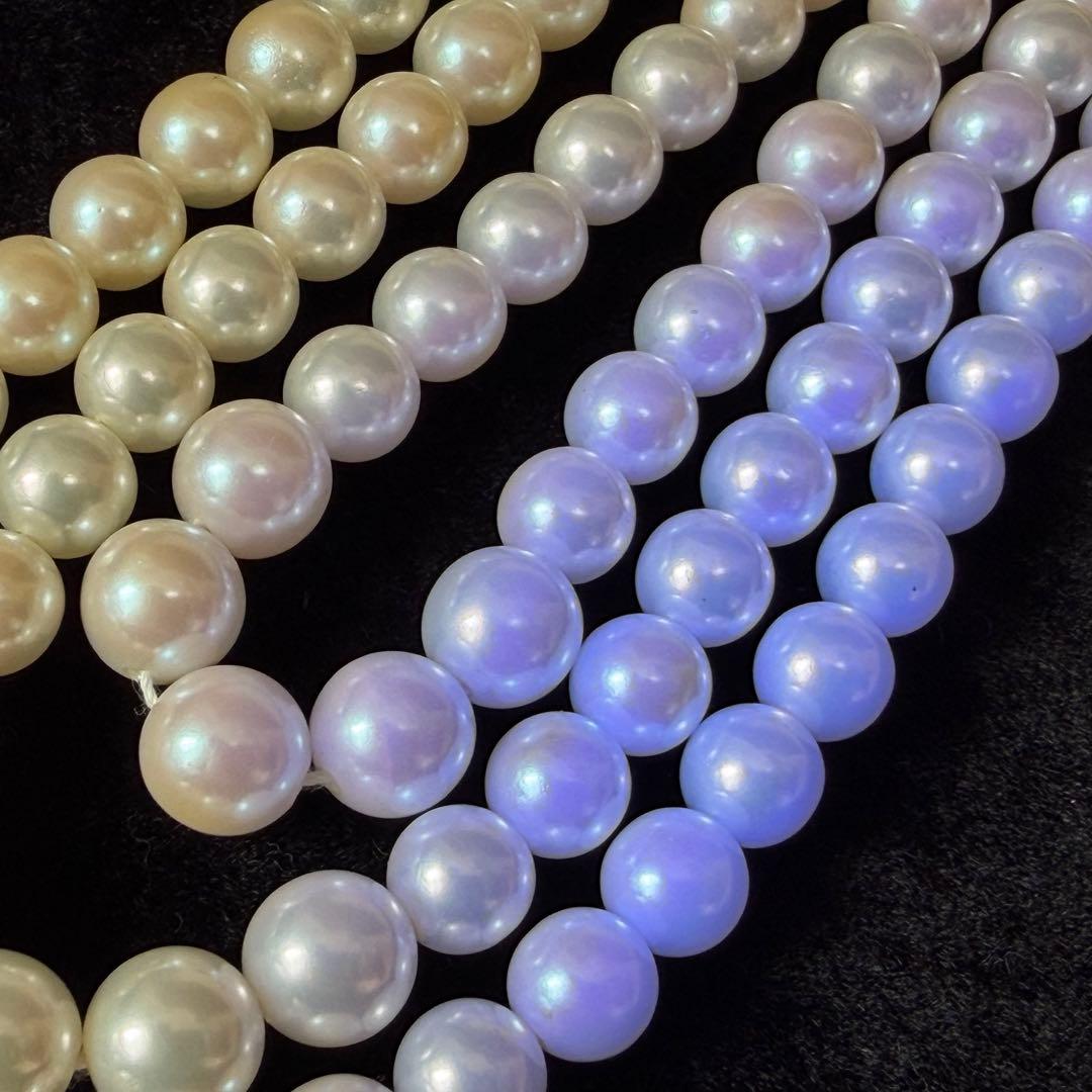 ☆極美品☆リアルパール　3連グラデーションパールネックレス　シルバー