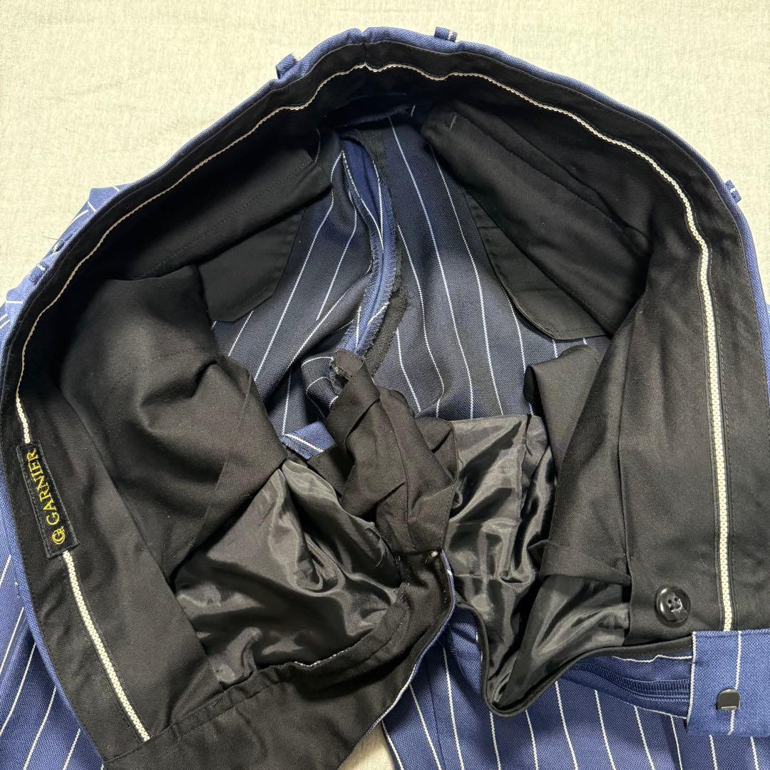 【好デザイン】GARNIER 3ピーススーツ L ネイビー ストライプ