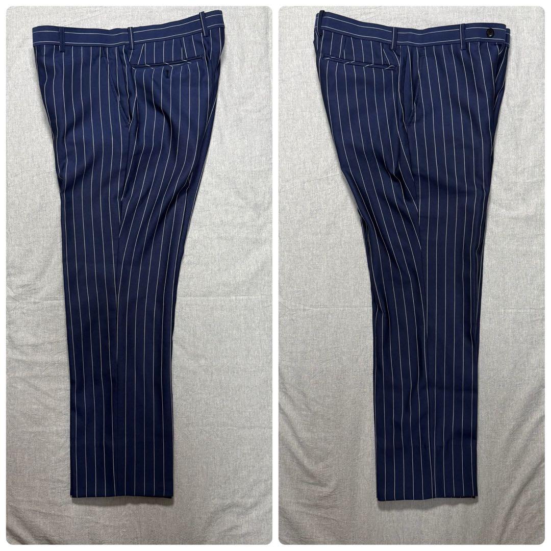 【好デザイン】GARNIER 3ピーススーツ L ネイビー ストライプ
