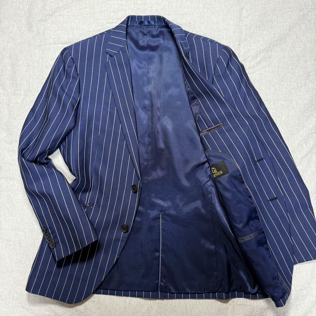 【好デザイン】GARNIER 3ピーススーツ L ネイビー ストライプ