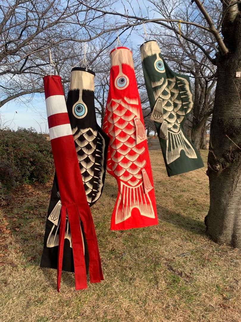 りょーこら　歌川広重「名所江戸百景 水道橋駿河台」手染め鯉のぼり　緑セット