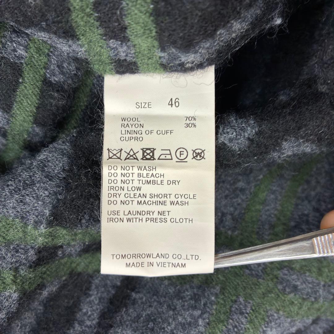 美品　トゥモローランド　タータンチェック　ウールフランネル　ニットテーラード　M