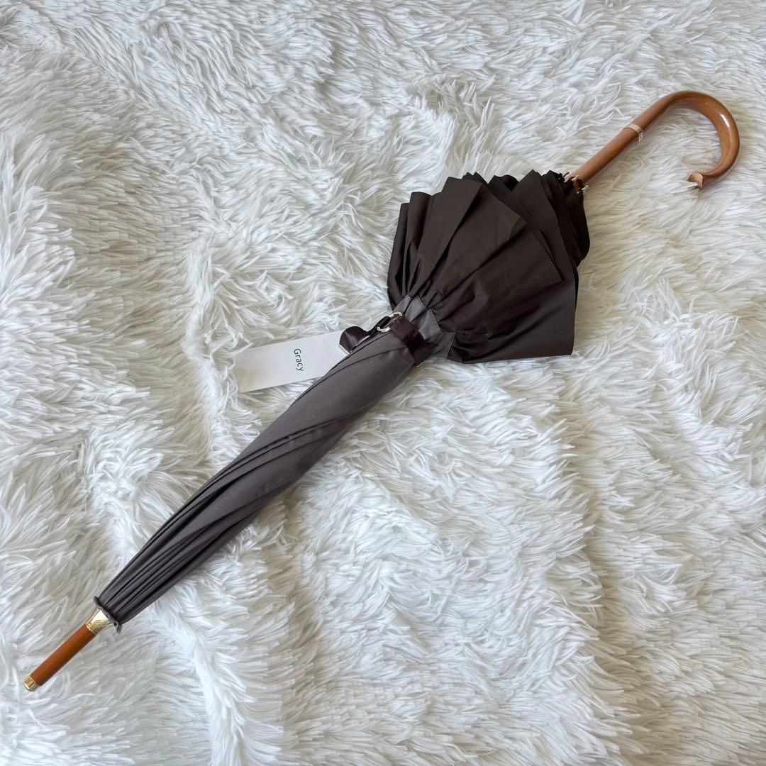 ★未使用　グレイシー　ムーンバット　日傘　フリル　ブラウン　晴雨兼用　バイカラー