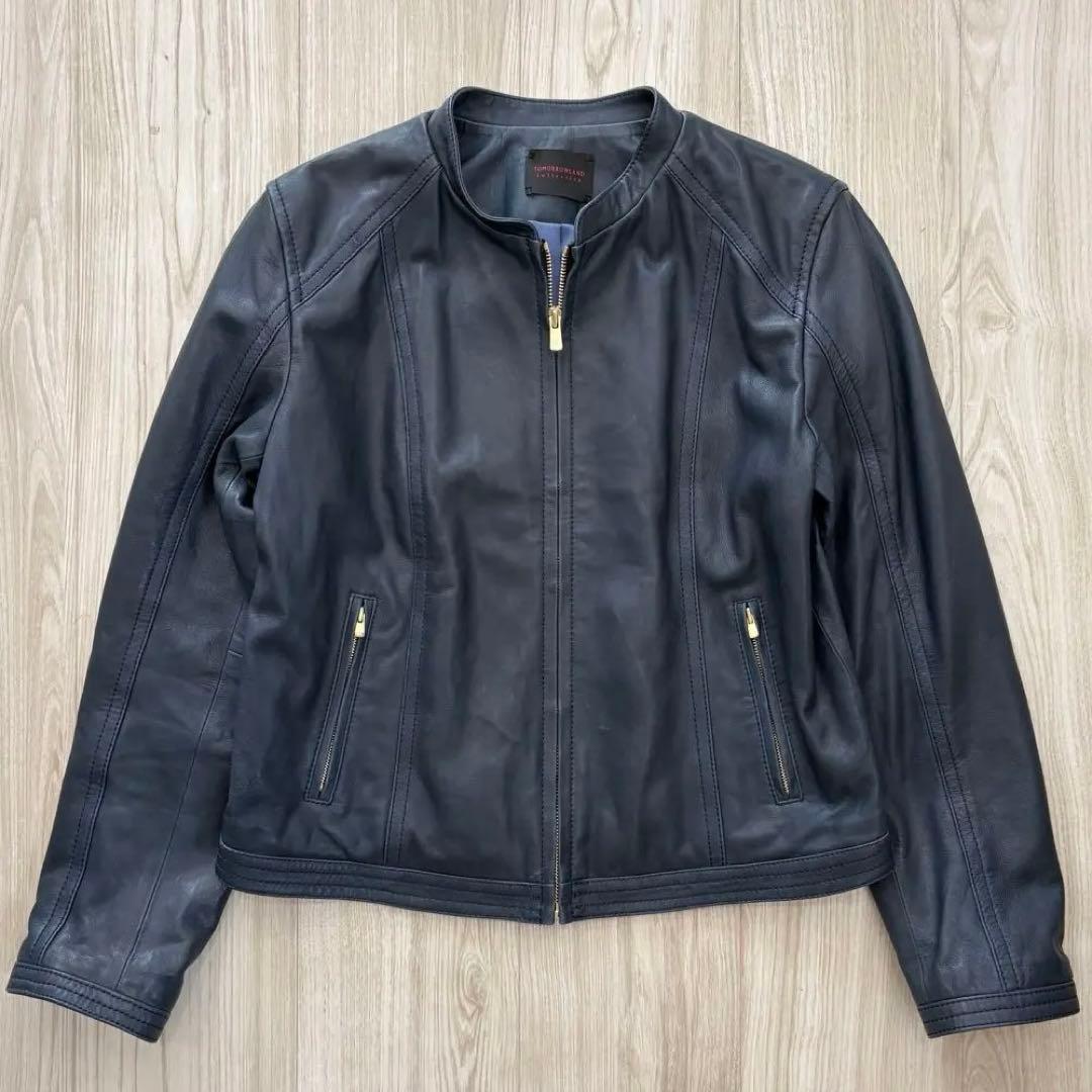 【美品】23AW TOMORROWLAND レザージャケット 40 ネイビー