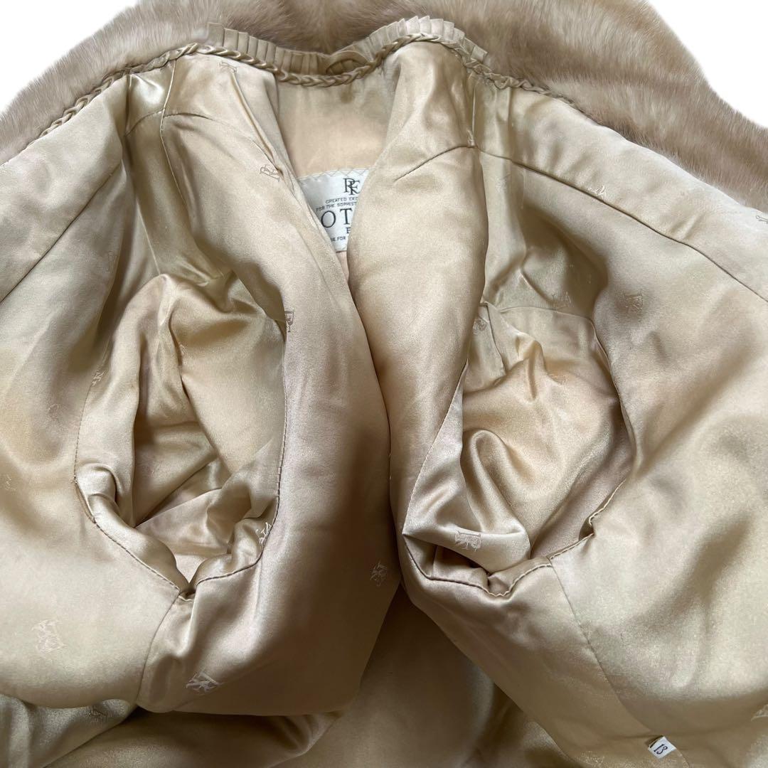 パステルミンク 毛皮コート シェブロン ヘリンボーン リアルファー 13号