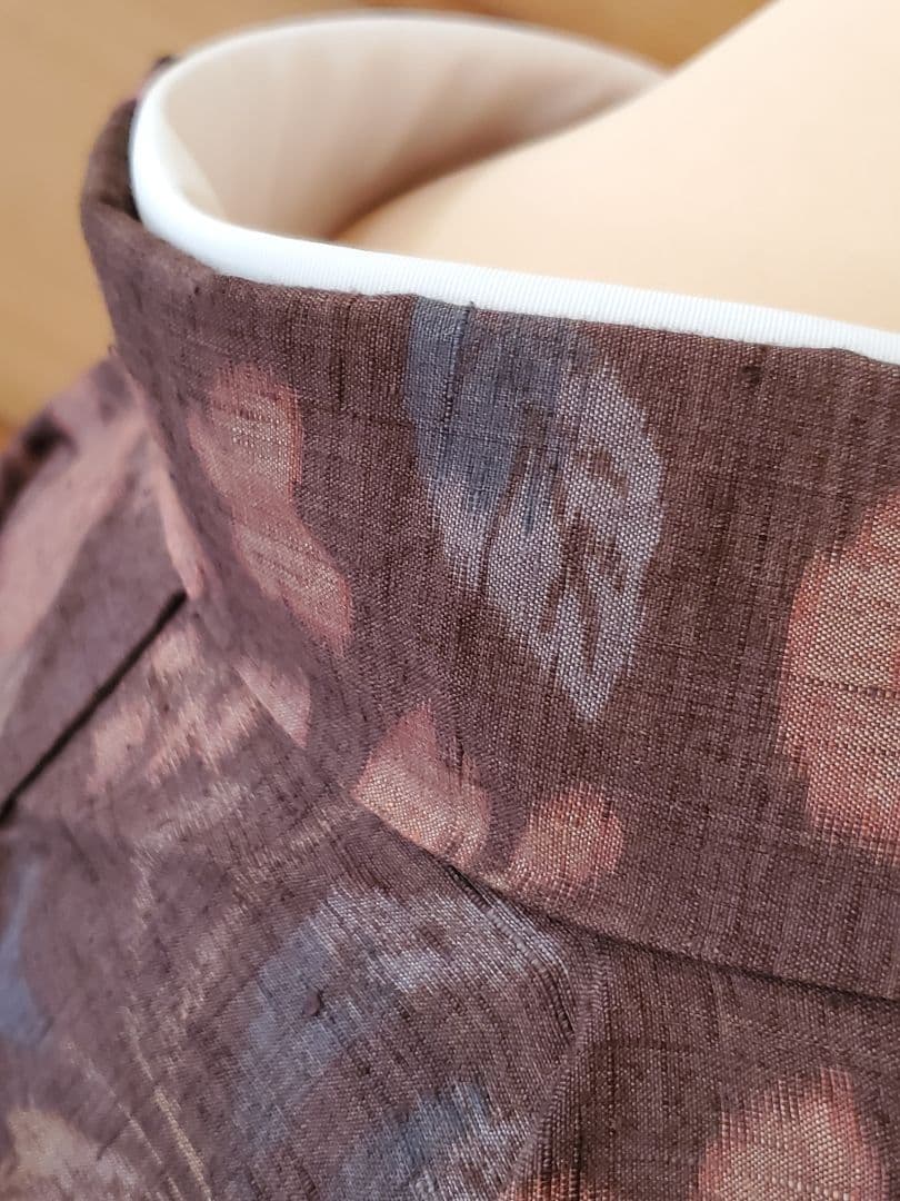 【スモールサイズ＊】辻が花の紬　茶色　ピンク　正絹　特価☆