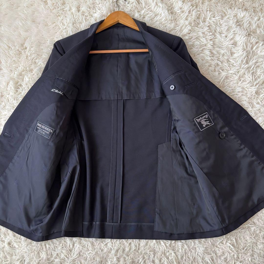美品✨バーバリー 金ボタン 紺ブレ モヘア ダブルブレスト スーツ ネイビー M