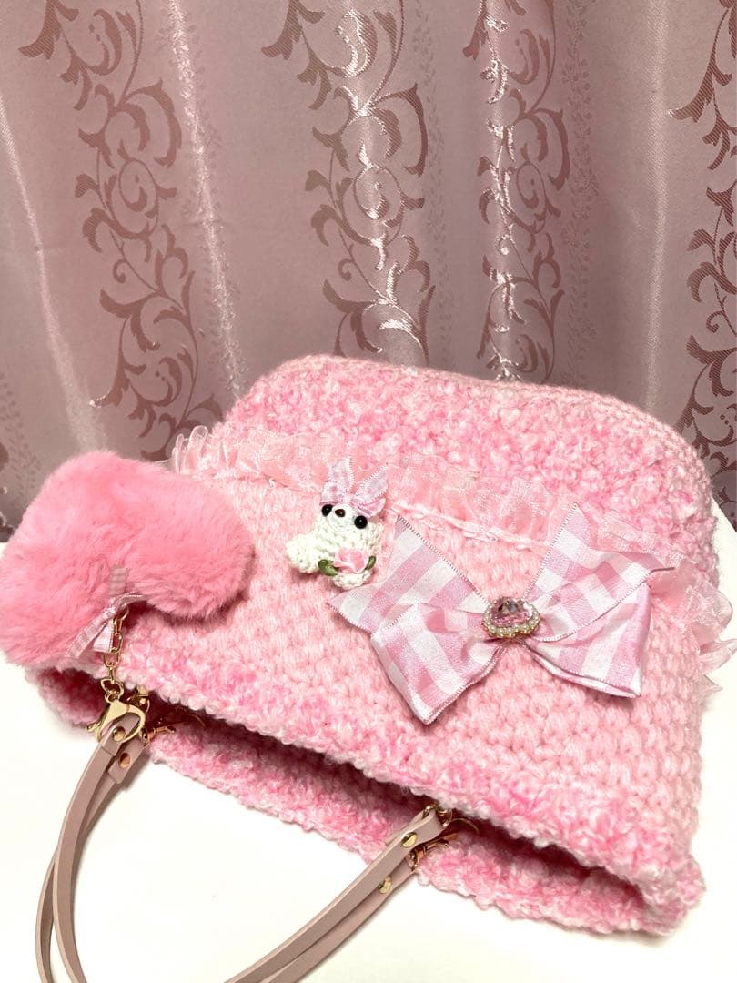 ♥️手編み♥️ハンドメイド♥️ニットバッグ♥️ピンクのバッグ♥️