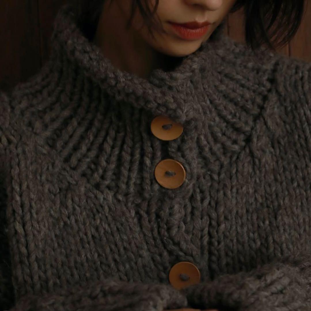 ETRÉ TOKYO/スタンドネックハンドニットカーディガン