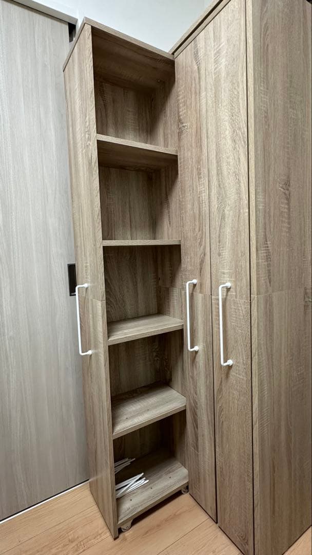 LOWYA 完成品 すきま収納本棚 幅64 可動棚 木目調 キャスター付 大容量