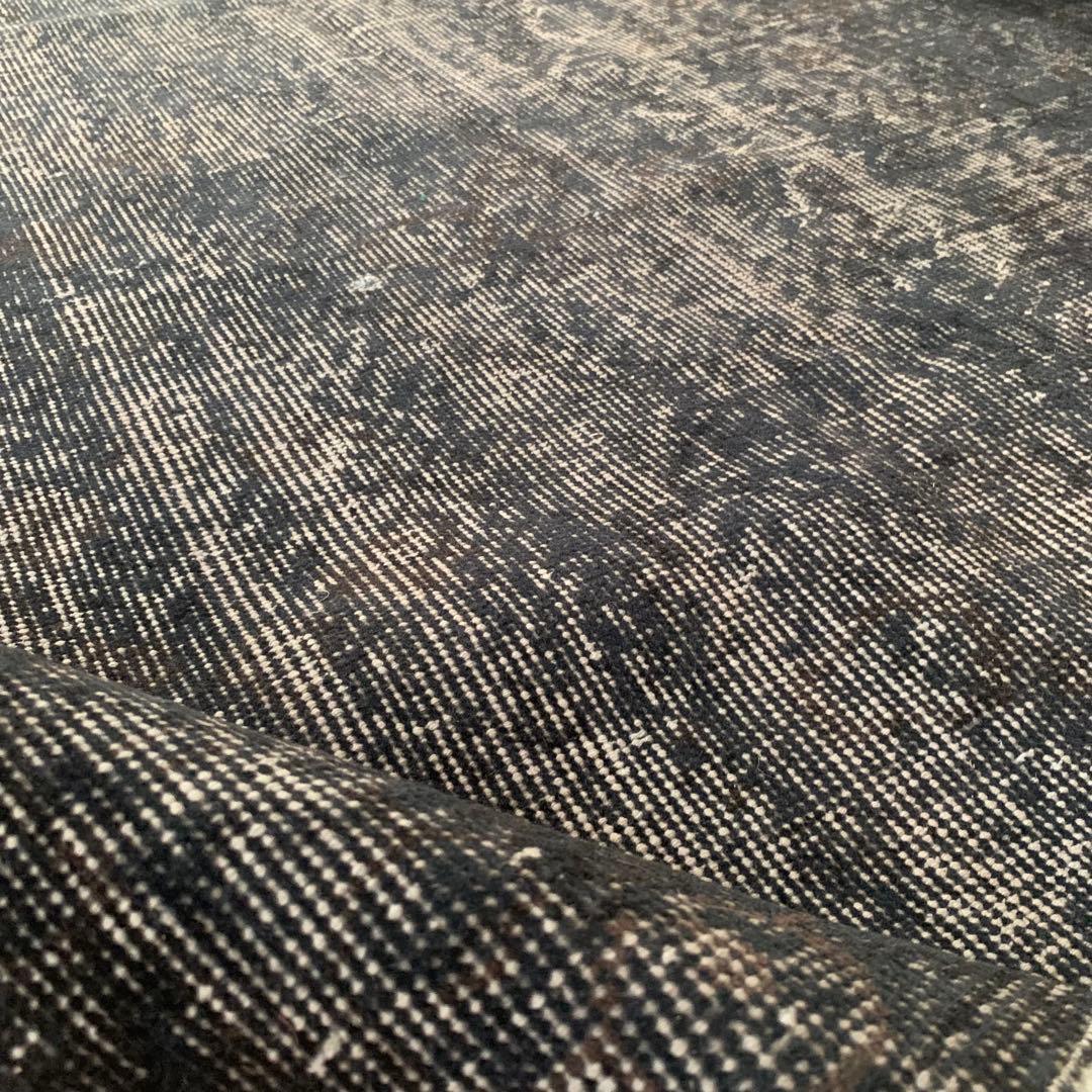超大判　トルコヴィンテージラグ　ブラックネイビー　263×140 オーバーダイ