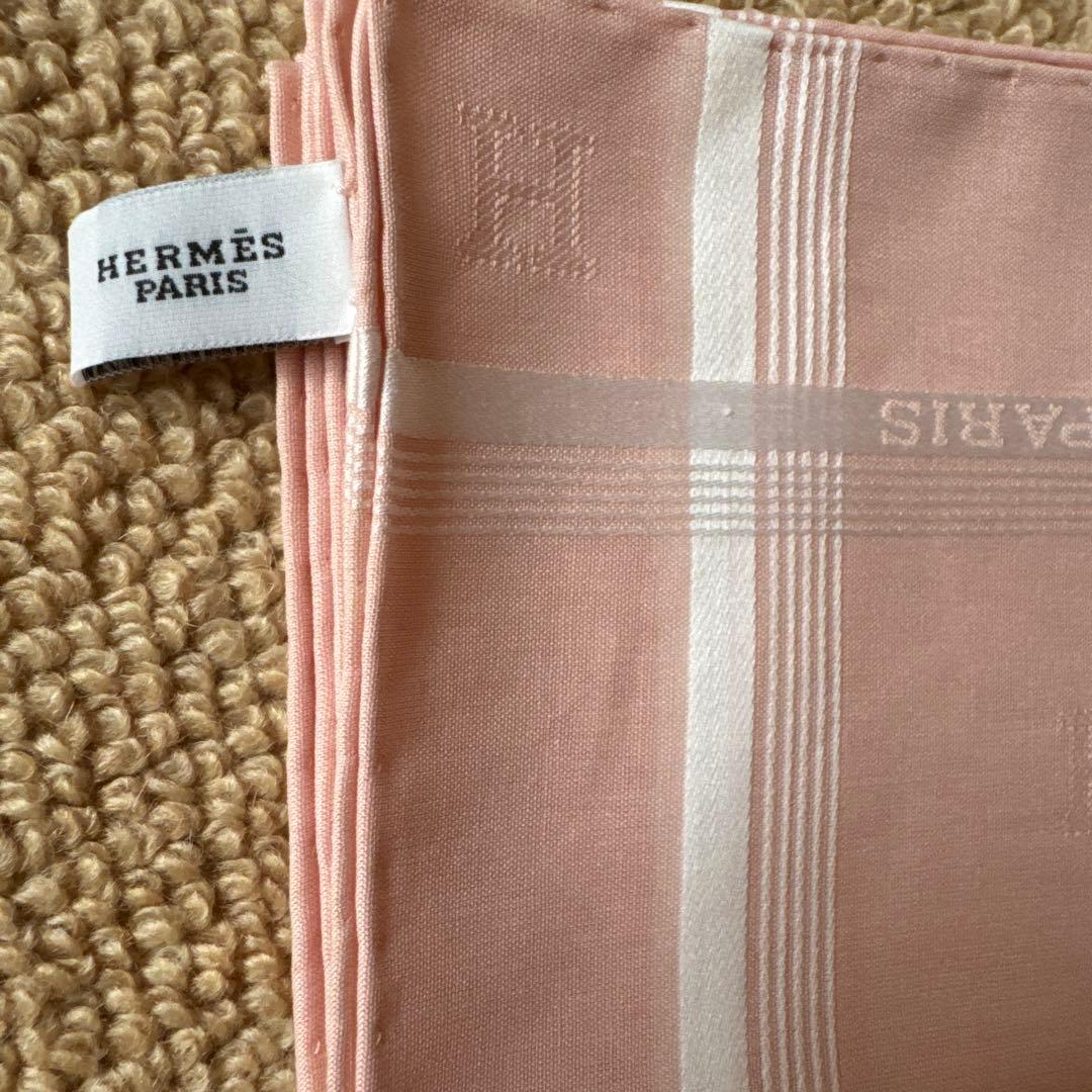 新品未使用 エルメス HERMES ハンカチ 2枚セット グレーピンク紙袋リボン