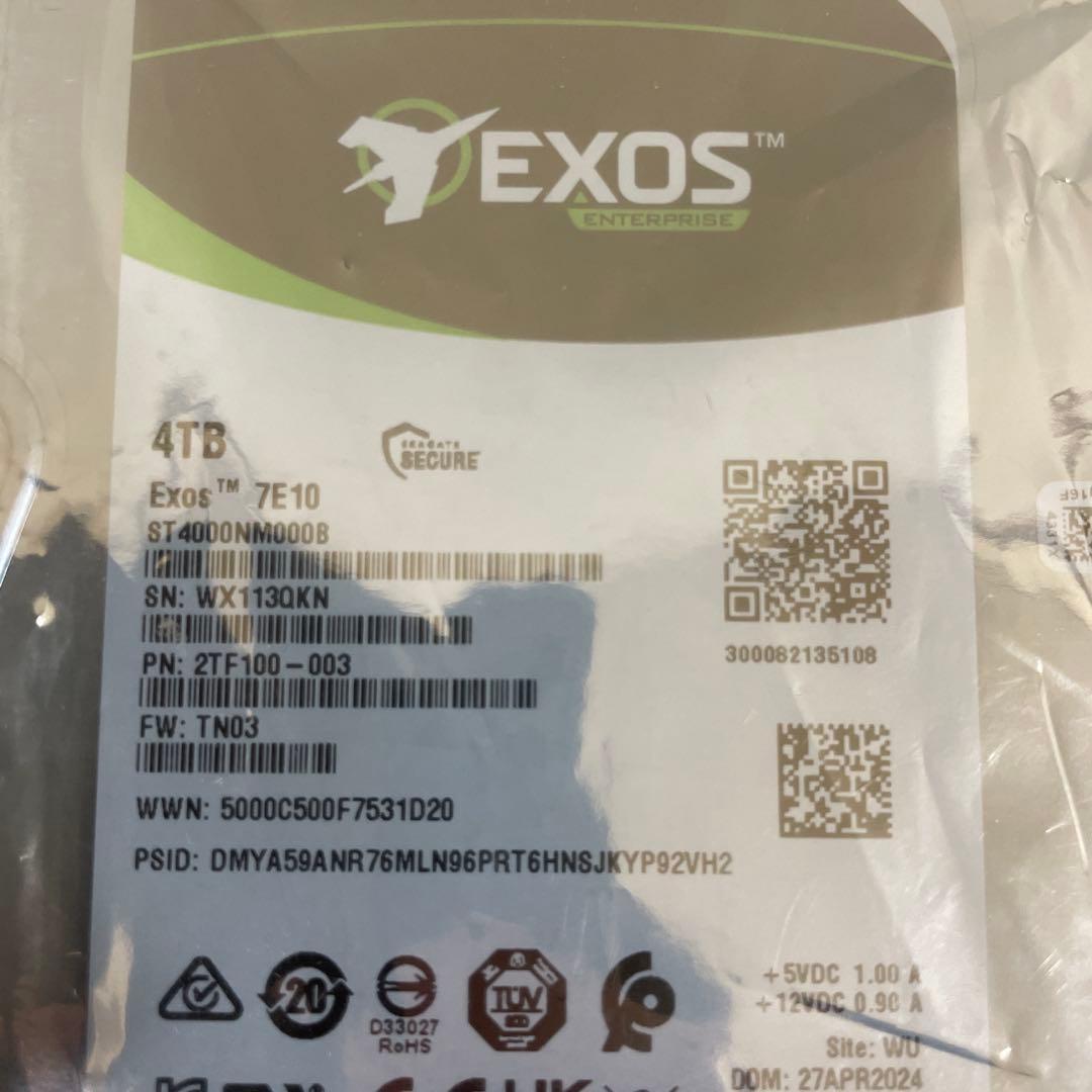外付けハードディスク・ドライブ Seagate Exos 7E10 4TB HDD